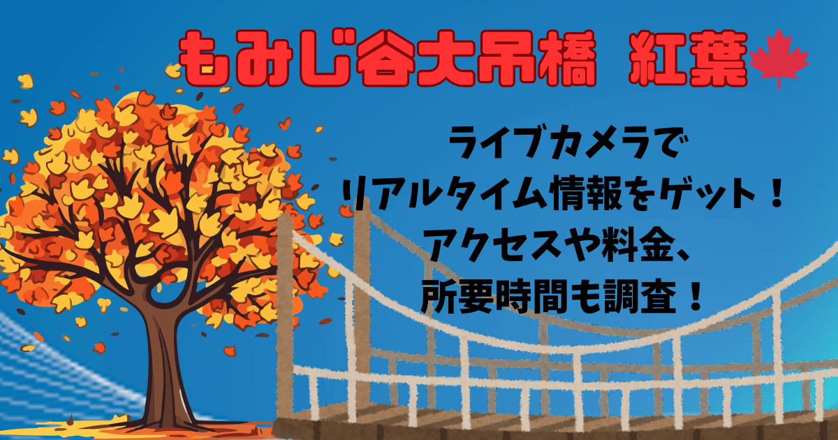 もみじ谷大吊橋　ライブカメラ　リアルタイム情報　アクセス　料金　所要時間