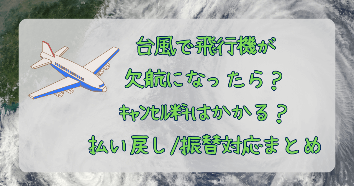 台風　飛行機　欠航　キャンセル料　対応　各社の対応　払い戻し　振替　ANA　全日空　JAL　LCC　ピーチ　