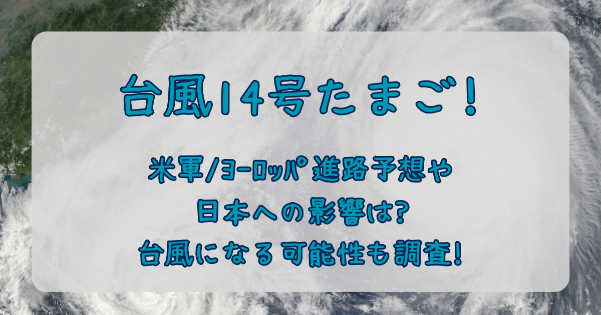 台風14号　たまご　2025　米軍　ヨーロッパ中期予報センター　Windy　最新　進路予想　日本への影響　台風になる確率　可能性　　風速　暴風雨　大雨　被害
