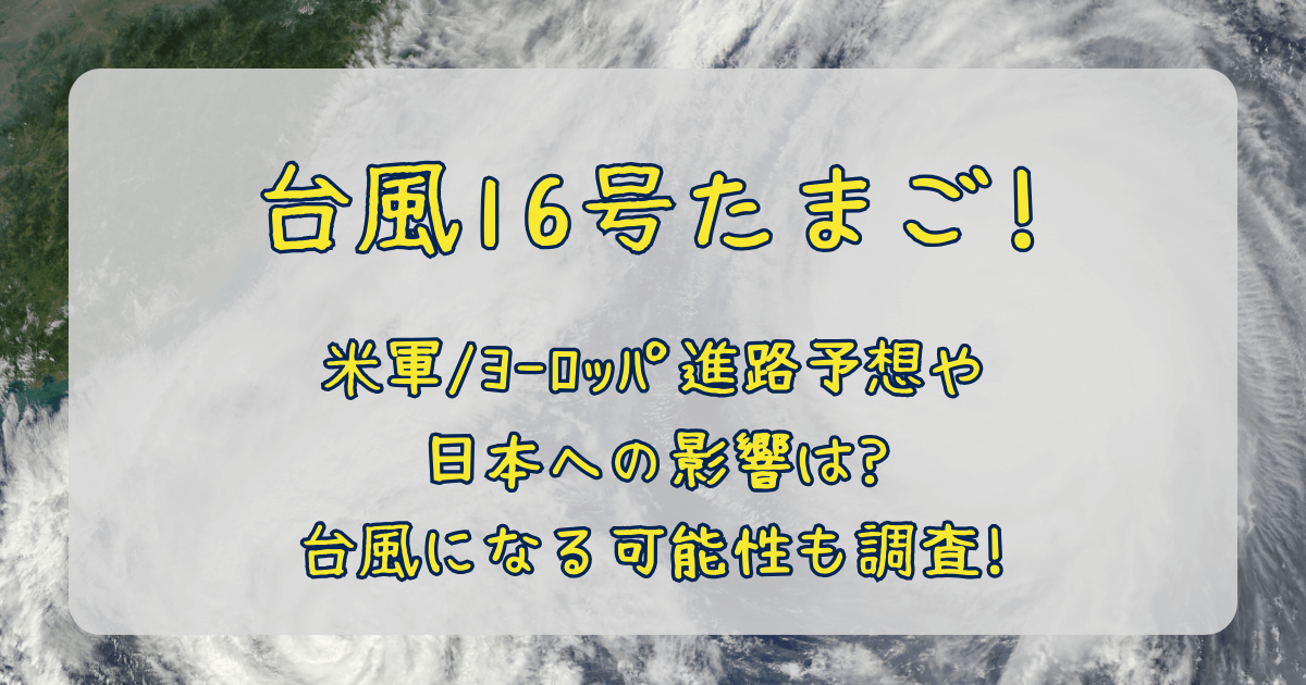 台風16号　2025　たまご　米軍　ヨーロッパ中期予報センター　Windy　進路予想　最新　日本への影響　台風になる確率　可能性　雨量　風速　地域　被害