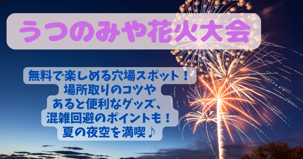 うつのみや花火大会　宇都宮花火大会　穴場　混雑回避　混雑状況　混雑　場所取り　コツ　何時から　持ち物　混む時間　グッズ　ポイント　チケット　無料　場所
