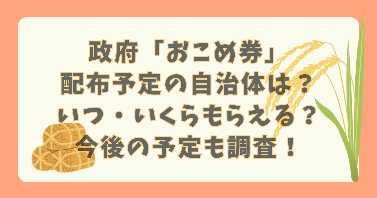 お米券　おこめ券　政府　推奨　経済政策　物価高対策　自治体　どこ　大阪　名古屋　東京　世田谷区　台東区　配布予定　配布　いつ　いくら　対象者　所得制限　今後の予定　　時期　郵送　窓口　